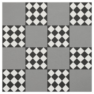 Tissu Forme Carré de l'arlequin blanc noir gris cendré