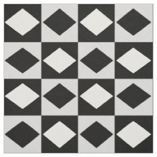 Tissu Forme de diamant blanc noir géométrique Rhombus