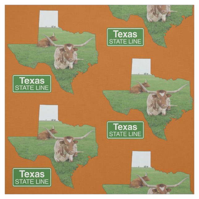 Tissu Forme texane avec Longhorn Steer State Line Signal (Échantillon)