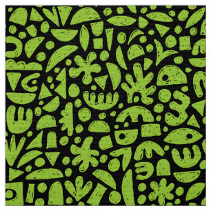 Tissu Formes Abstrait 140821 - Martian Green sur Black F