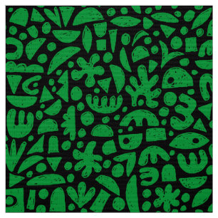 Tissu Formes Abstrait 140821 - Vert herbe sur noir