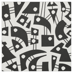 Tissu Formes Abstraites 180318 - Noir sur blanc
