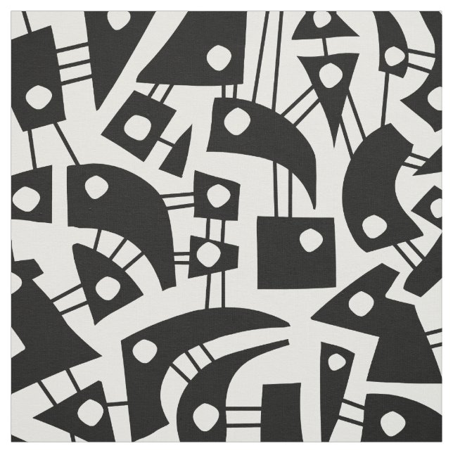 Tissu Formes Abstraites 180318 - Noir sur blanc (Échantillon)