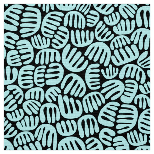 Tissu Formes Abstraites 301122 - Bleu glacé sur noir (Échantillon)