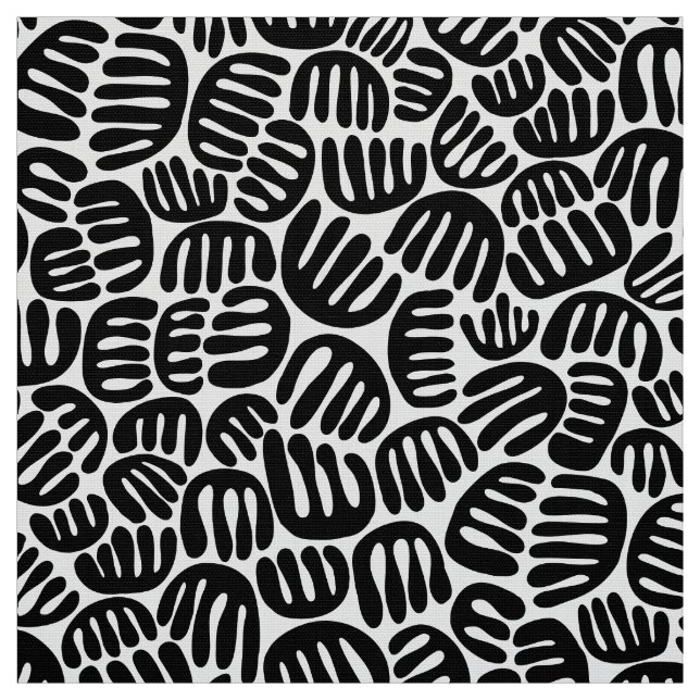 Tissu Formes Abstraites 301122 - Noir sur blanc (Échantillon)