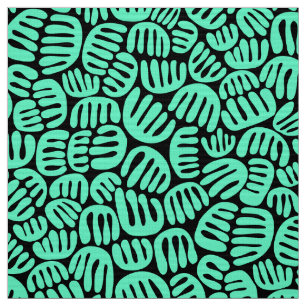Tissu Formes Abstraites 301122 - Turquoise sur noir