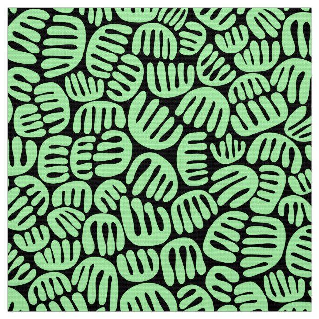 Tissu Formes Abstraites 301122 - Vert menthe sur noir (Échantillon)