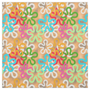 Tissu Formes Abstraites Blob africain coloré Blocage Imp