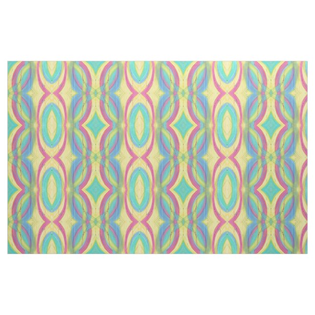 Tissu Formes Abstraites Motif rose jaune bleu vert (Fat Quarter)