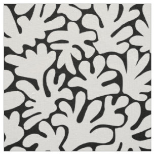 Tissu Formes biologiques Abstrait 240822 - Blanc sur noi