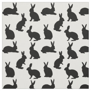Tissu Formes de lapins minimalistes en noir, motif migno
