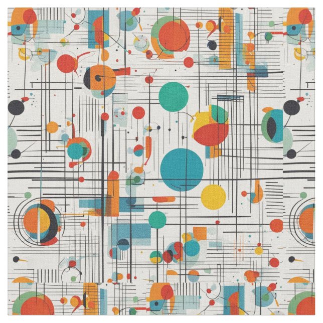 Tissu Formes et lignes géométriques du milieu du siècle (Fermer)