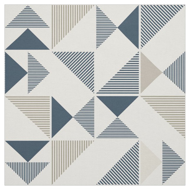 Tissu Formes géométriques en bleu et beige (Échantillon)
