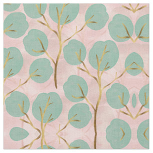 Tissu Formes Gold & Mint Tree minuscules Motif rose