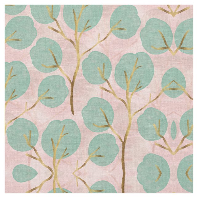 Tissu Formes Gold & Mint Tree minuscules Motif rose (Fermer)