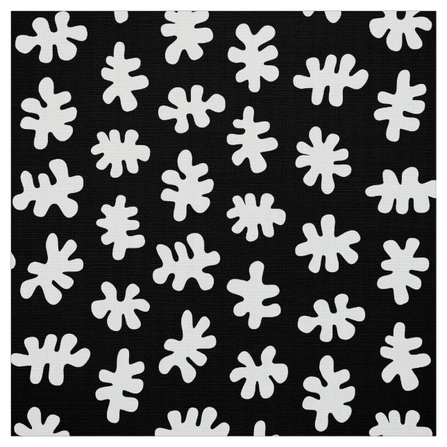 Tissu Formes morphiques 120322 - Blanc sur noir (Échantillon)