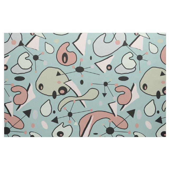 Tissu Formes organiques atomiques modernes du milieu du  (Fat Quarter)