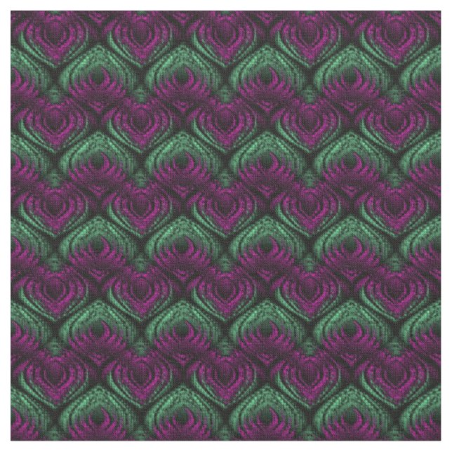 Tissu Formes vert et violet sur noir (Fermer)