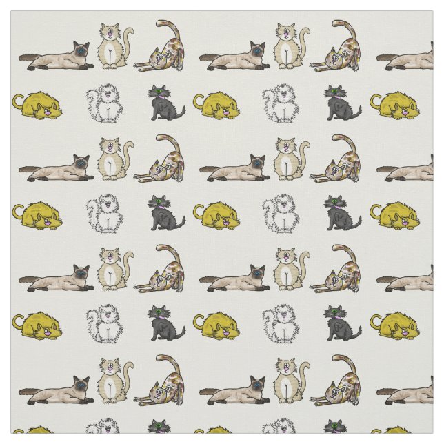 Tissu fou de chats de bande dessinée (Échantillon)