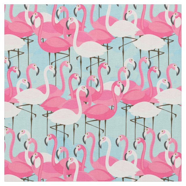 Tissu Foule rose et blanche des Flamants roses (Fermer)