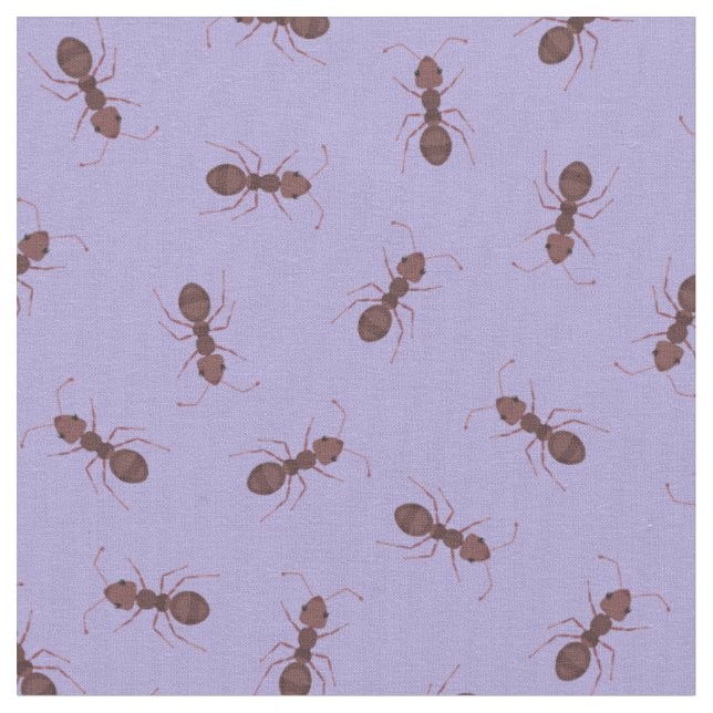 Tissu Fourmis brunes illustrées sur violet (Fermer)