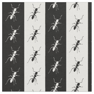 Tissu Fourmis rayées, noires et blanches