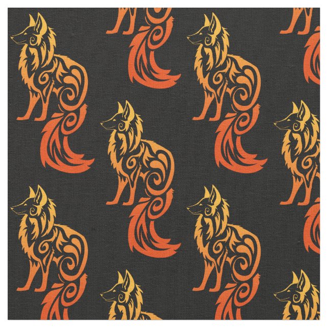 Tissu Fox rouge Kitsune de tribal de Firey (Fermer)