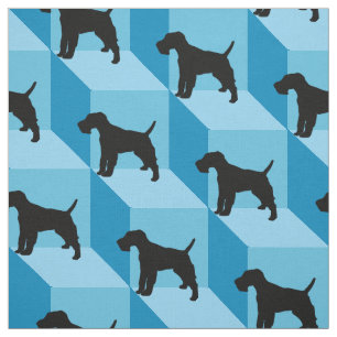 Tissu Fox Terrier de fil sur les cubes bleus