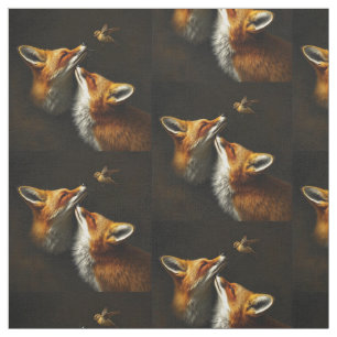 Tissu Foxes mignons et oiseaux Faune Animale Nature Art