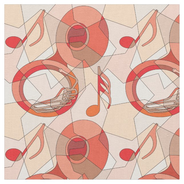 Tissu Fragments Tuba Music Note (Fermer)