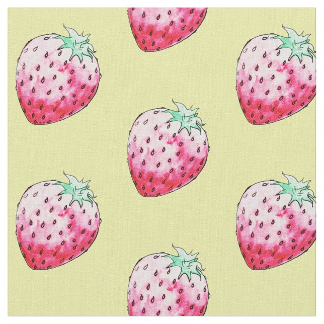 Tissu fraise d'aquarelle jaune (Fermer)