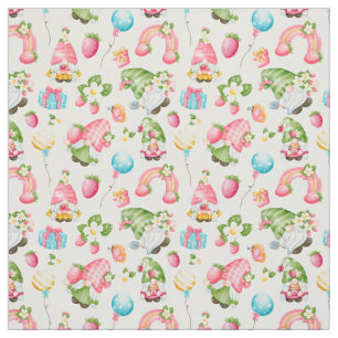 Tissu Fraise Gnome Garden Anniversaire de la petite fill