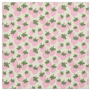 Tissu Fraises éparses sur crème 