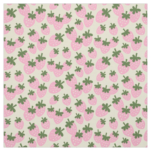 Tissu Fraises éparses sur crème  (Échantillon)