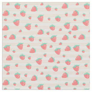 Tissu Fraises rose mignonne Pastel et Motif à la crème