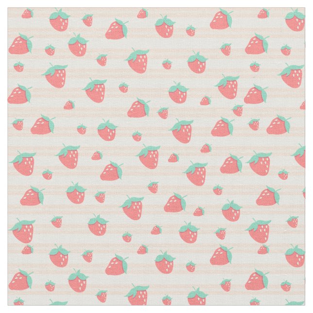Tissu Fraises rose mignonne Pastel et Motif à la crème (Fermer)