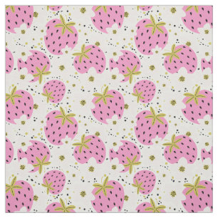 Tissu Fraises roses