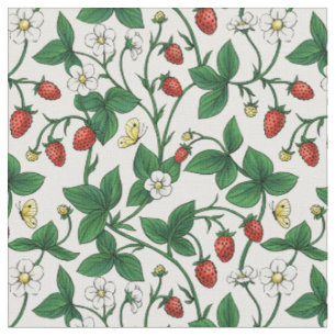 Tissu Fraises sauvages rouge/jaune/vert/blanc cassé