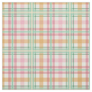 Tissu framboise rose menthe orange tartan plaid été