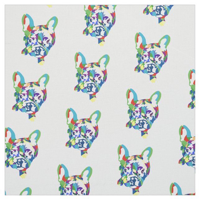Tissu Français Bulldogs bleu vert (Échantillon)
