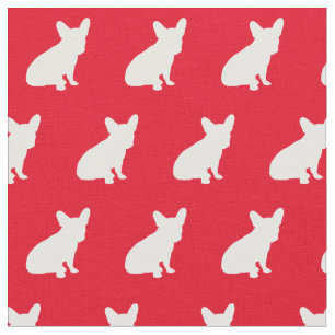 Tissu Français Chien Chien à Chien Silhouette Rouge