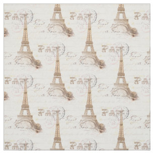 Tissu français vintage de rose d'écriture de Par