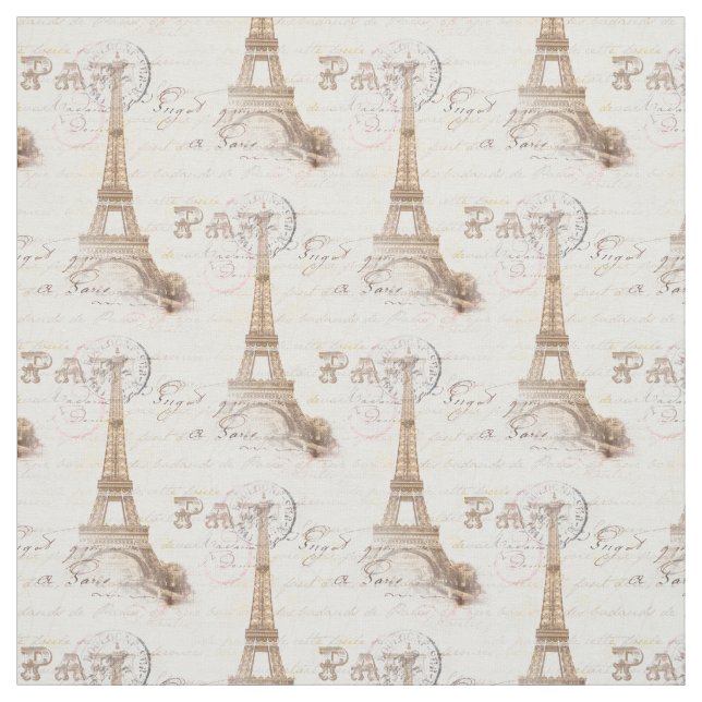 Tissu français vintage de rose d'écriture de Paris (Échantillon)