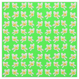 Tissu Frangipaniers jaunes sur fond vert,