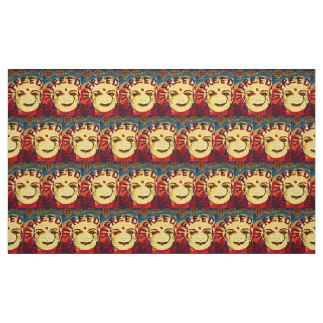 Tissu Freedom Face souriante jaune (Fat Quarter)