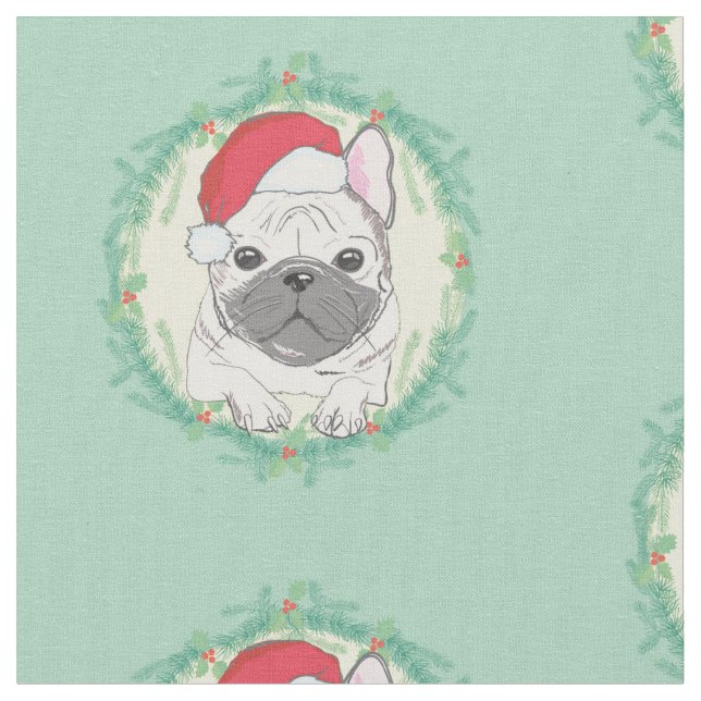 Tissu French Bulldog Christmas Fabric (Fermer)