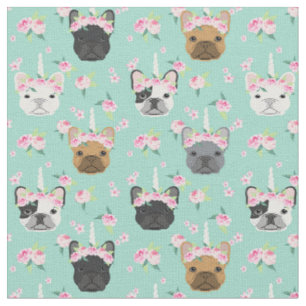 Tissu French Dogs Monnaie de la Couronne aux fleurs Unic