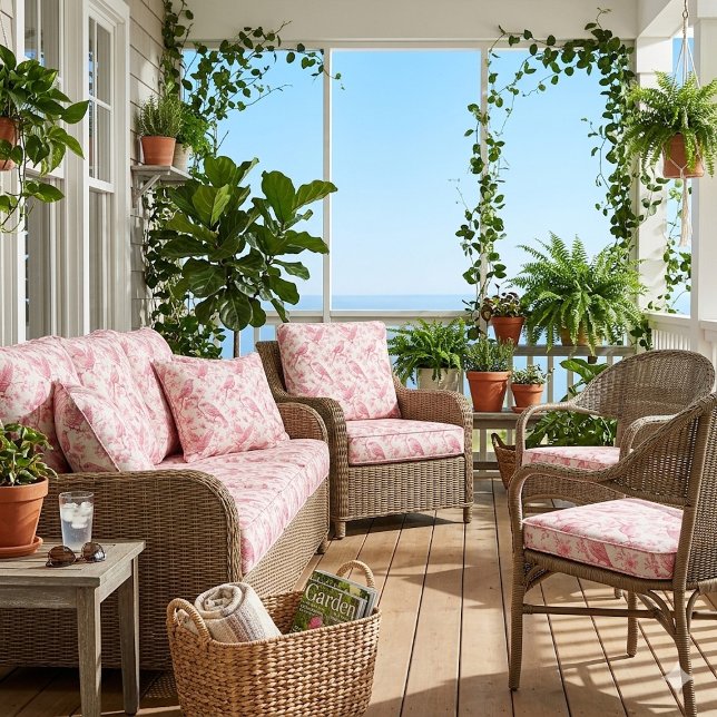 Tissu French Toile Rococo Garden Birds Wildlife Pattern  (French Toile Rococo Garden Birds Wildlife Pattern Fabric)