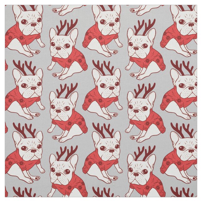 Tissu Frenchie crème dans le chandail de Noël (Échantillon)