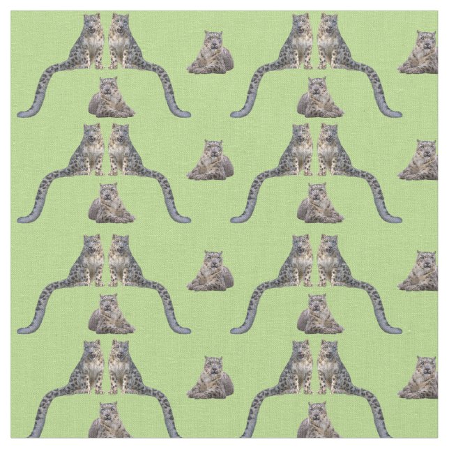 Tissu frénétique léopard des neiges (vert clair) (Fermer)